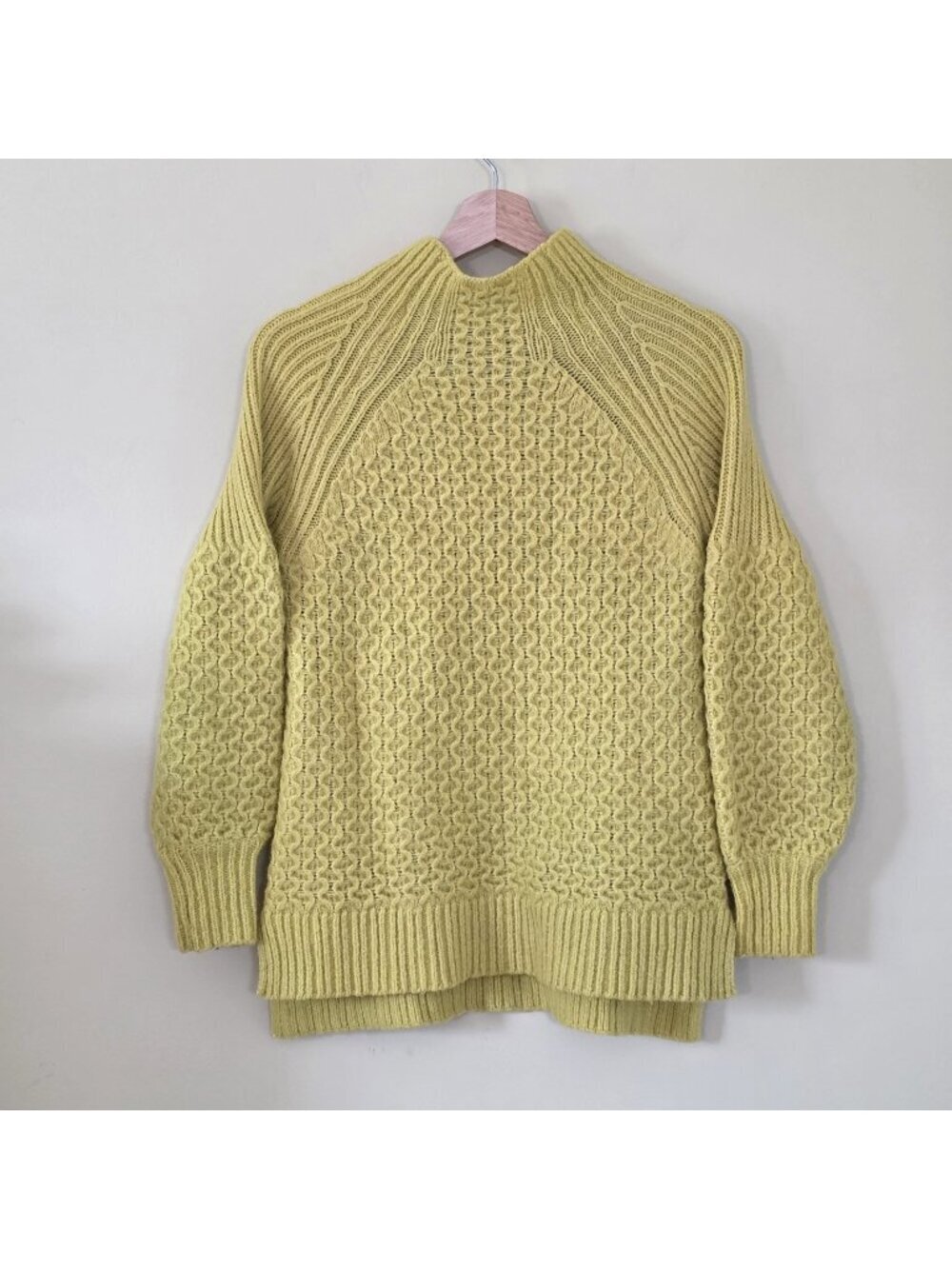 Anthrolopogie Bia Tunic Sweater XS Lemon Mock Neck LS Textured Alpaca Blend Boho